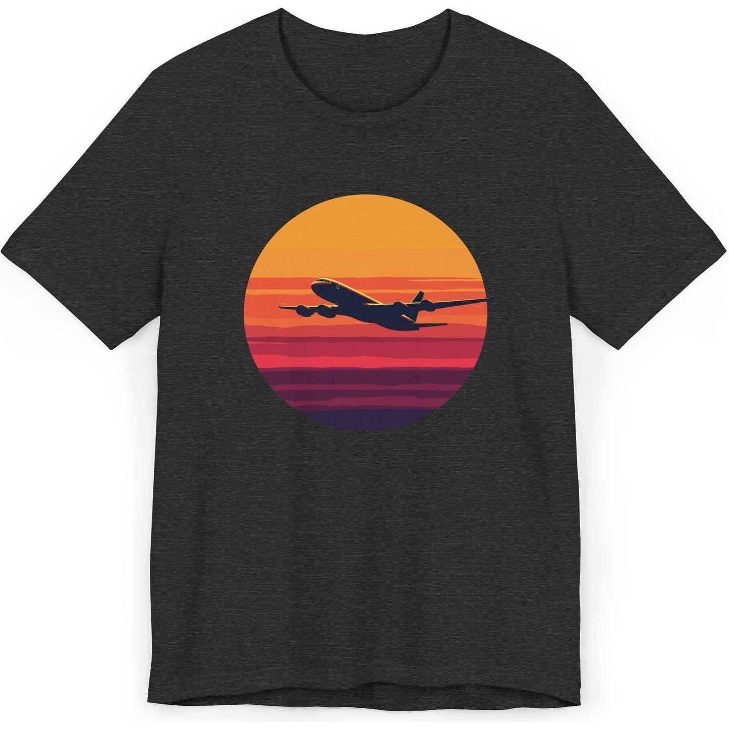 Airliner soaring on a bold retro sunset - aviation fan's T-Shirt