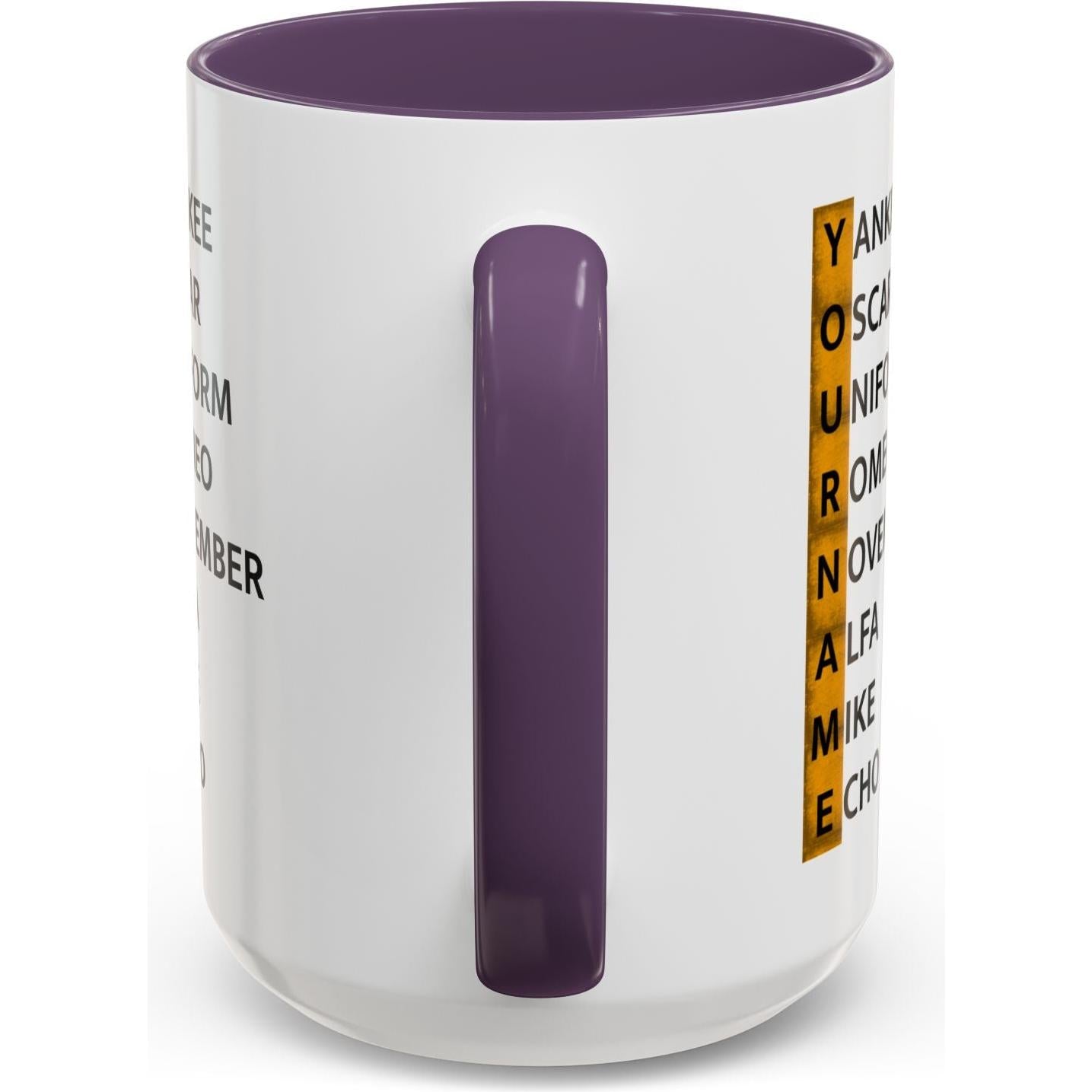 Your Name in NATO Phonetic Alphabet — Personalized Aviation Mug w/color options