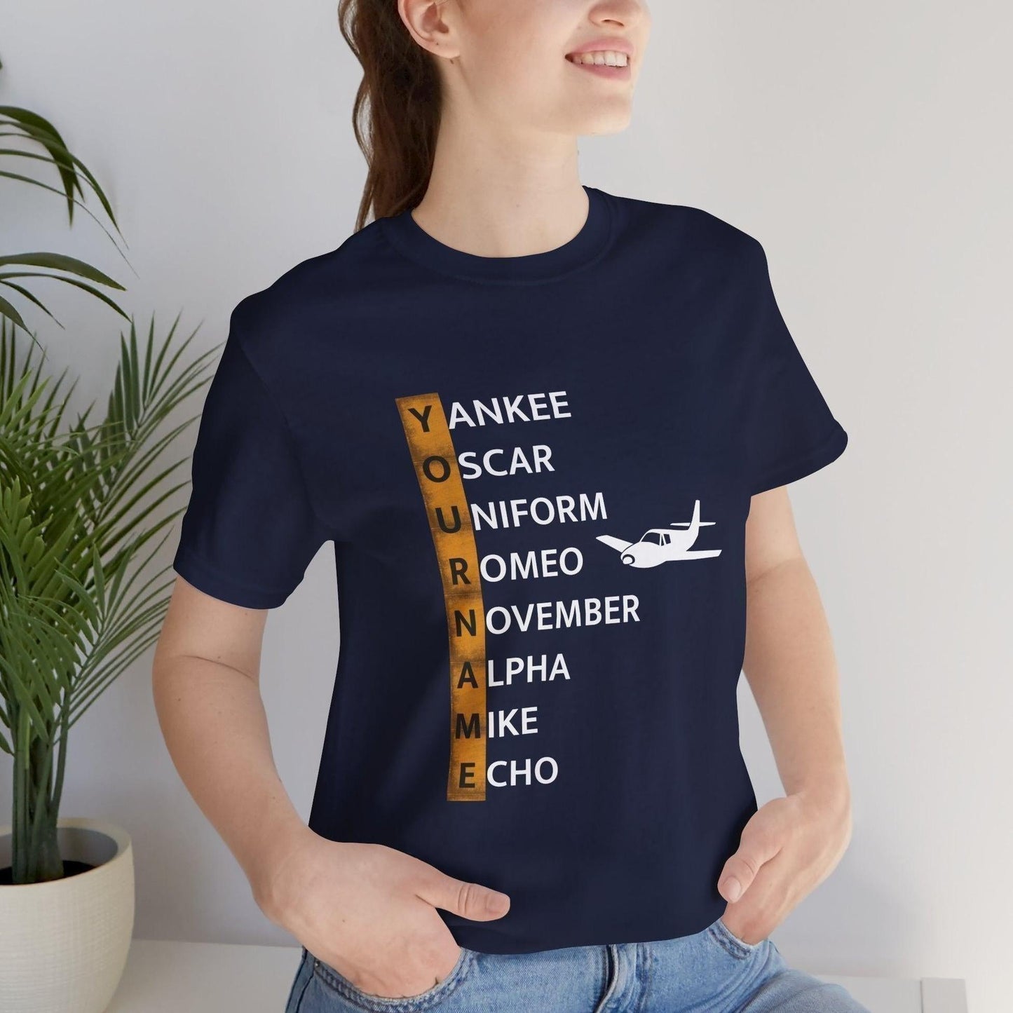 Your Name in NATO Phonetic Alphabet Personalized Aviation T-Shirt