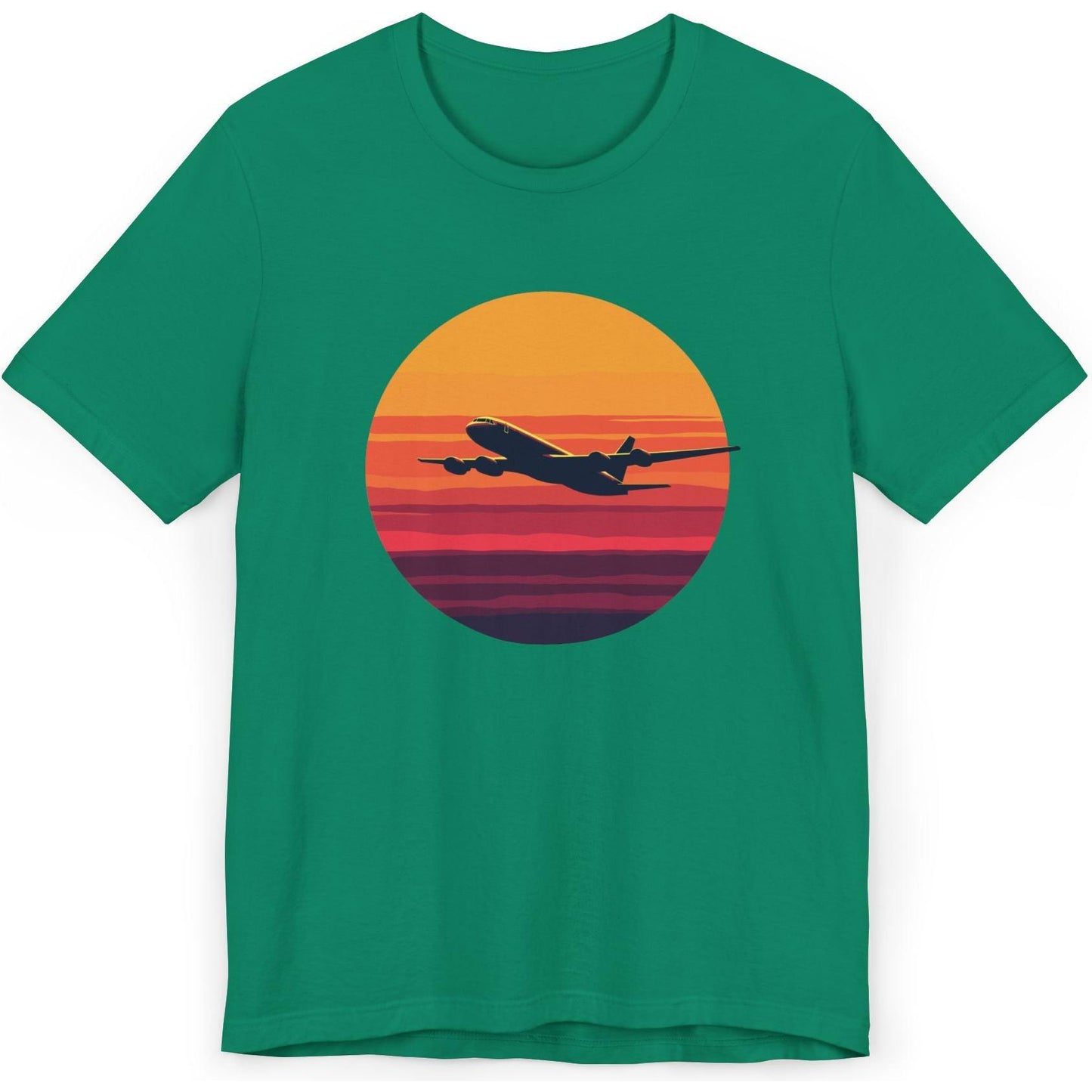 Airliner soaring on a bold retro sunset - aviation fan's T-Shirt