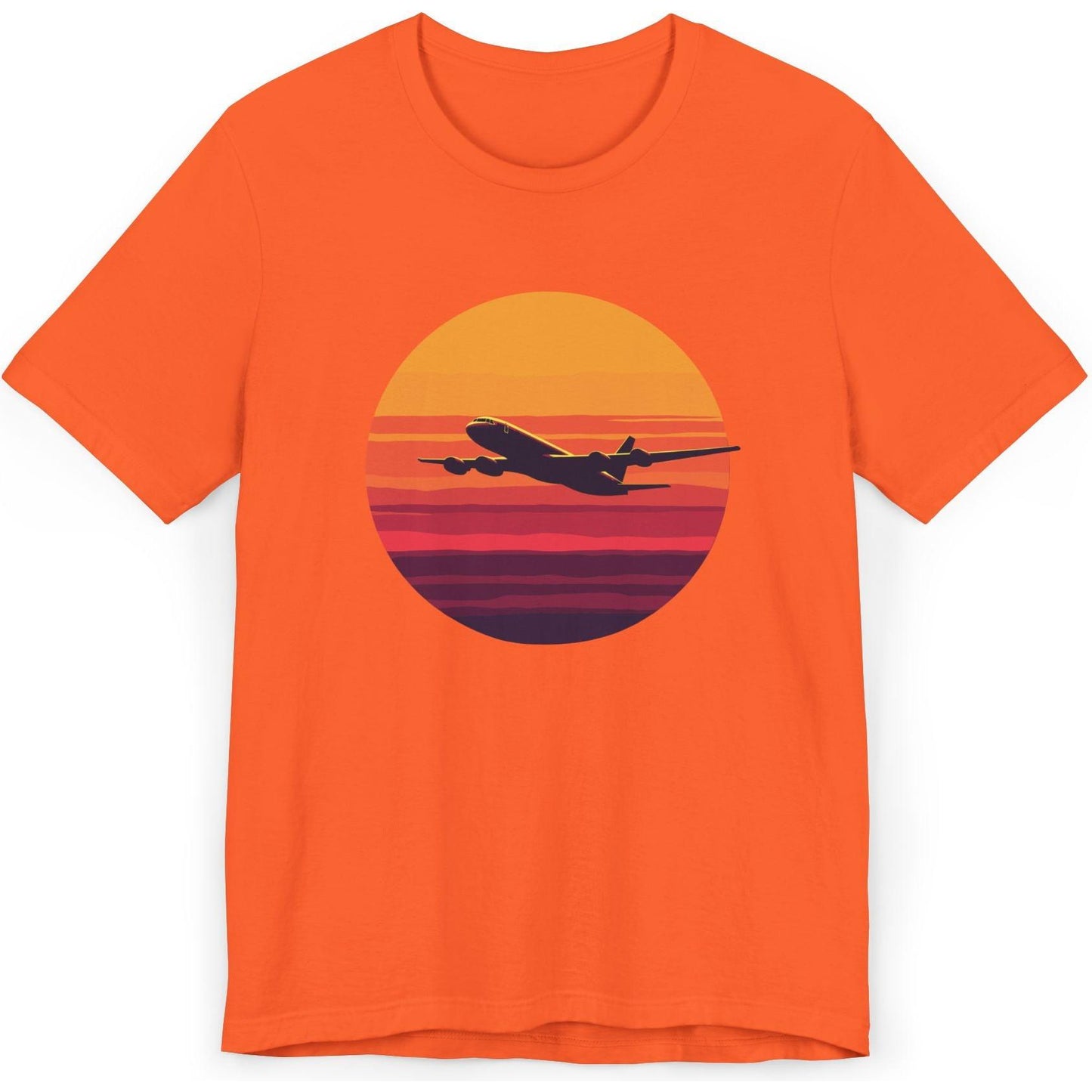 Airliner soaring on a bold retro sunset - aviation fan's T-Shirt