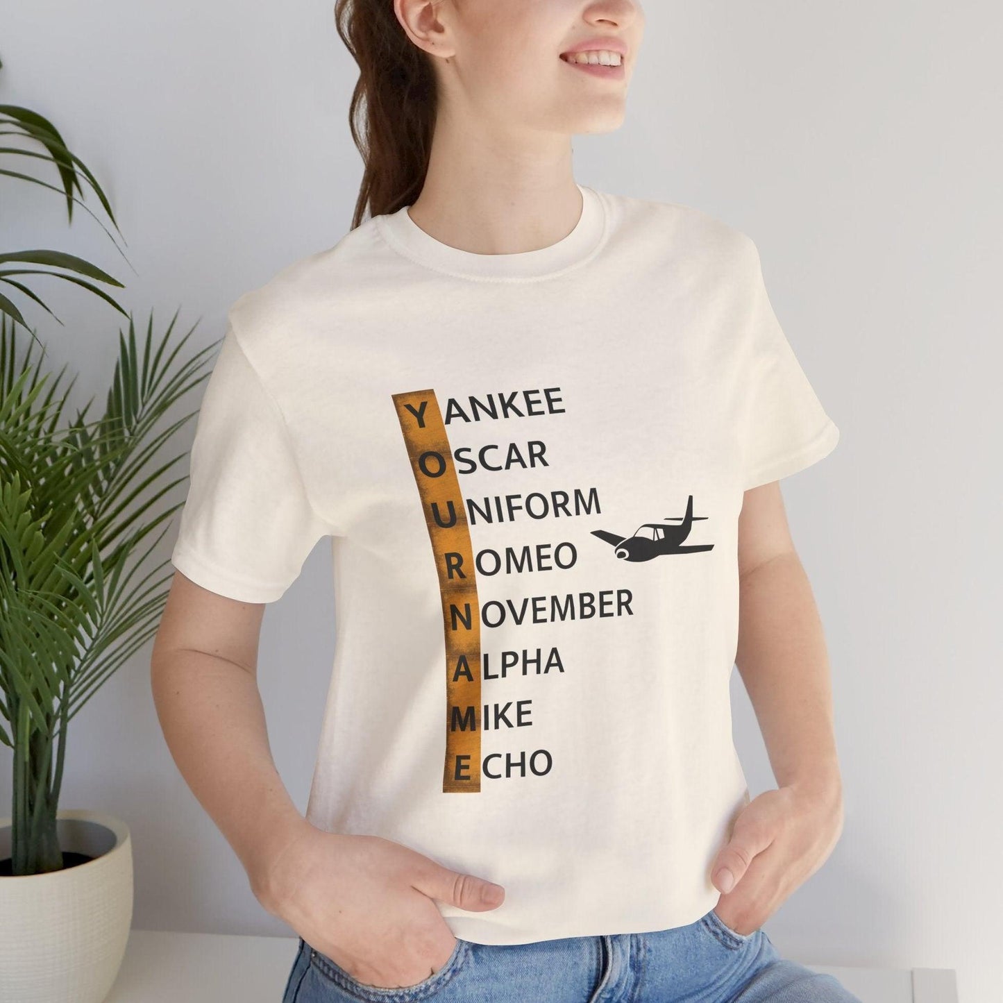 Your Name in NATO Phonetic Alphabet Personalized Aviation T-Shirt