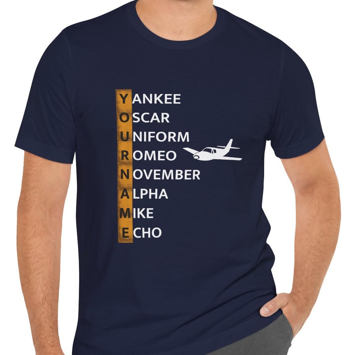 Your Name in NATO Phonetic Alphabet Personalized Aviation T-Shirt