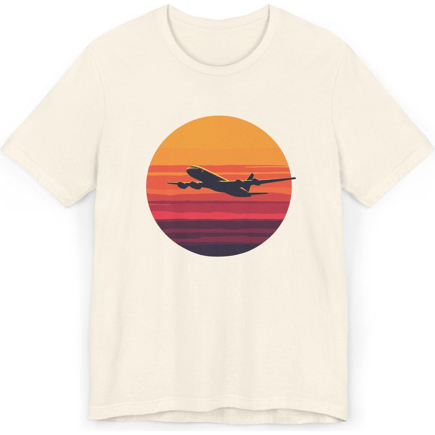 Airliner soaring on a bold retro sunset - aviation fan's T-Shirt