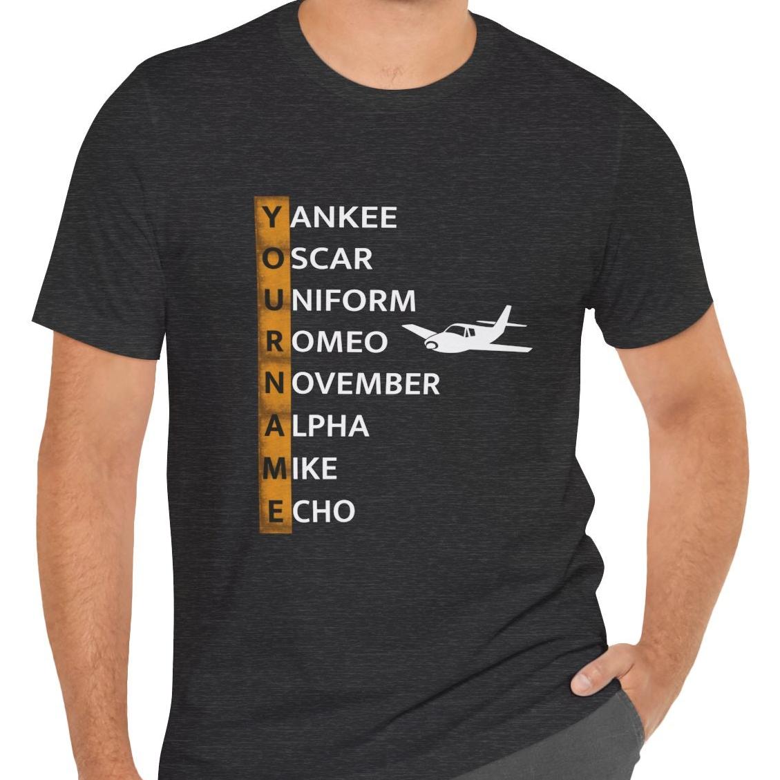 Your Name in NATO Phonetic Alphabet Personalized Aviation T-Shirt