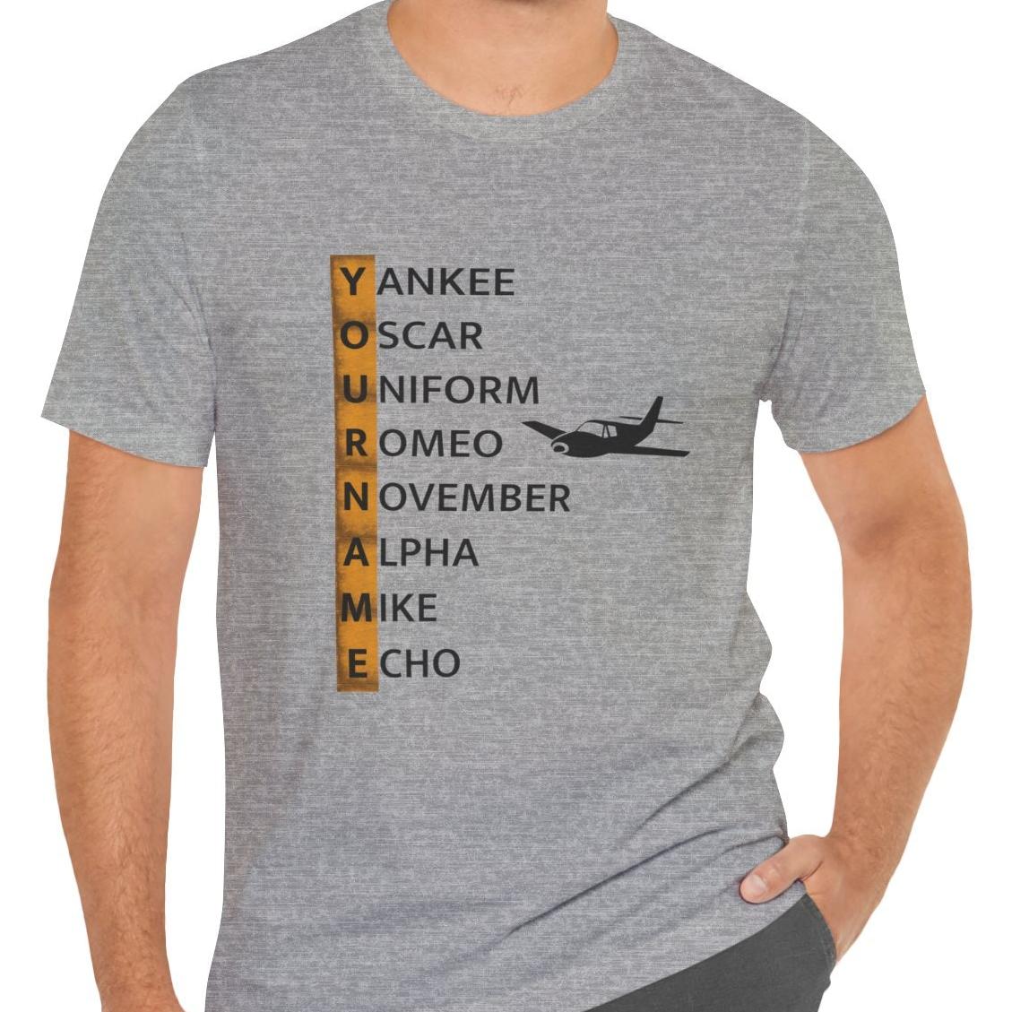 Your Name in NATO Phonetic Alphabet Personalized Aviation T-Shirt