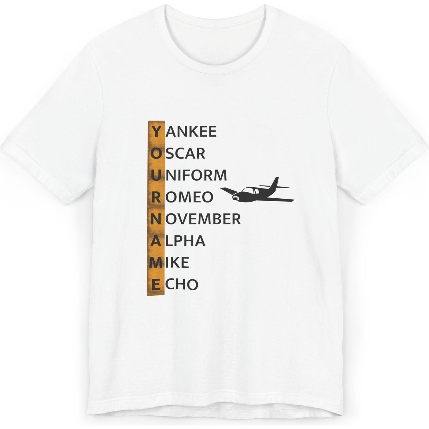 Your Name in NATO Phonetic Alphabet Personalized Aviation T-Shirt