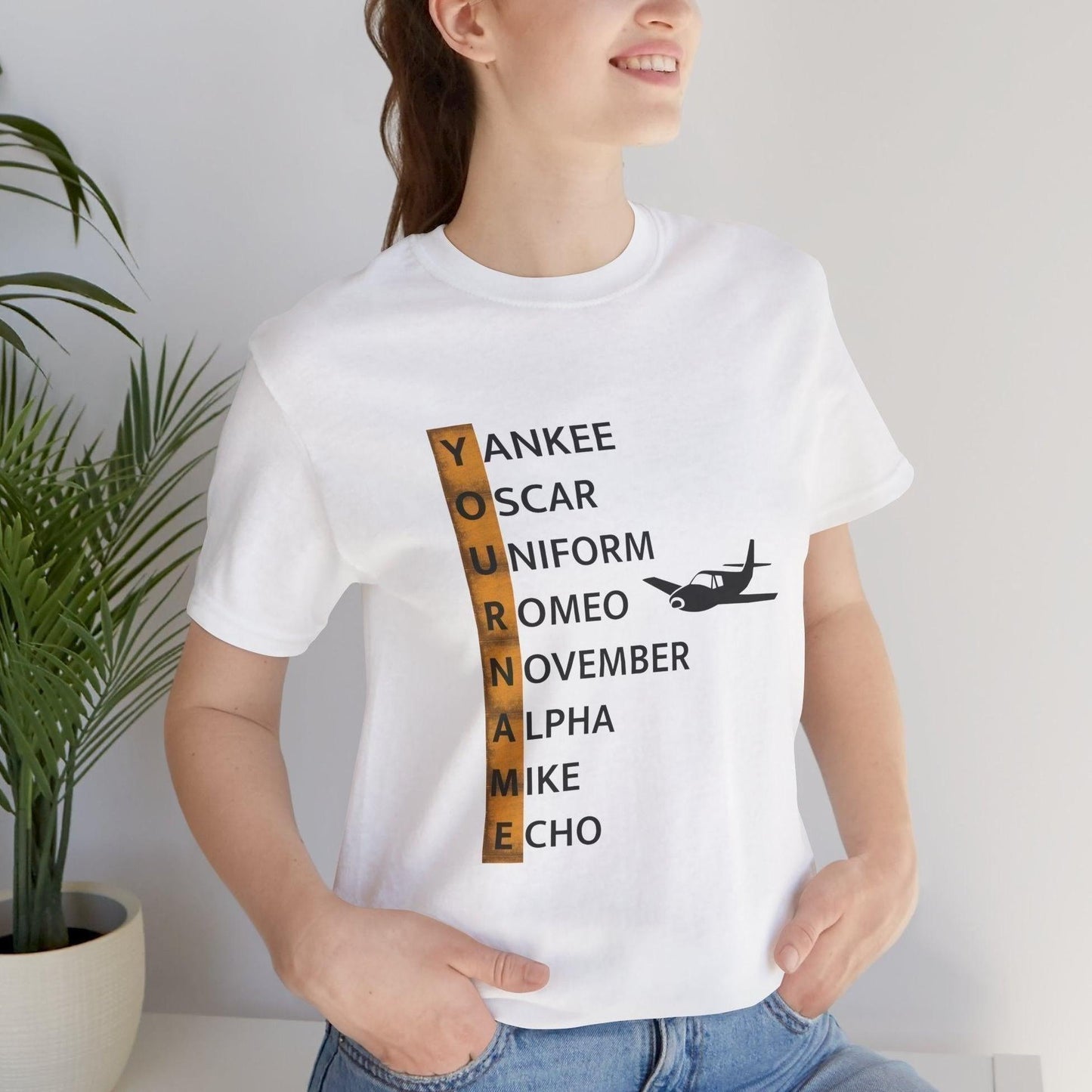 Your Name in NATO Phonetic Alphabet Personalized Aviation T-Shirt
