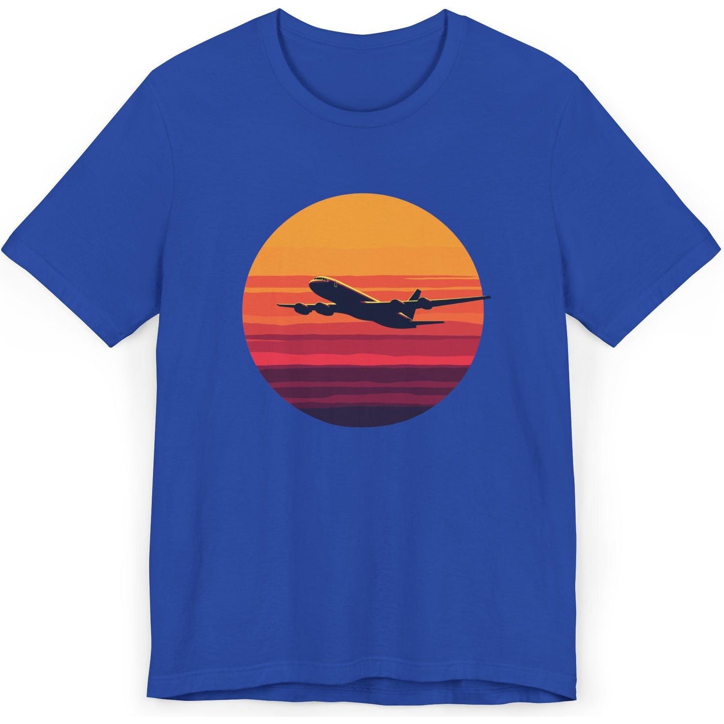 Airliner soaring on a bold retro sunset - aviation fan's T-Shirt