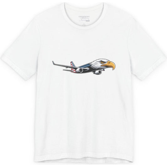 Bald eagle jet airliner - patriotic aviation T-Shirt