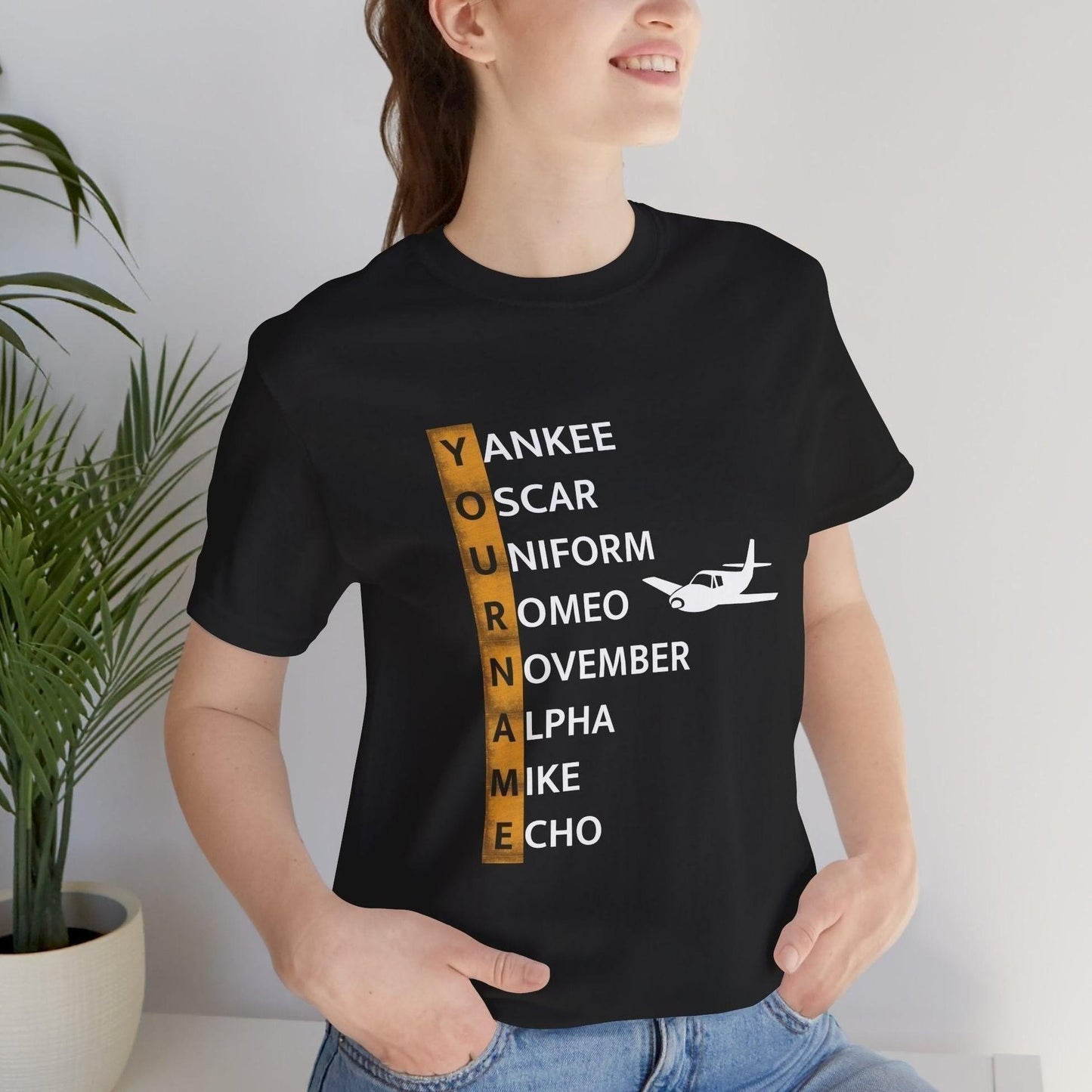 Your Name in NATO Phonetic Alphabet Personalized Aviation T-Shirt