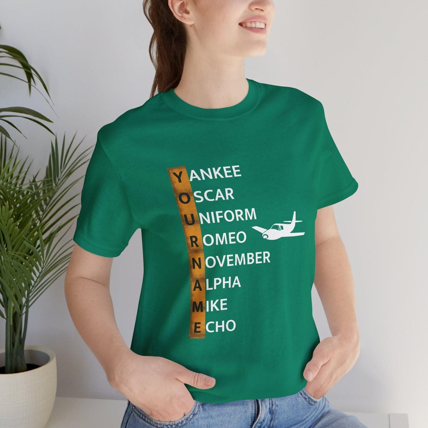 Your Name in NATO Phonetic Alphabet Personalized Aviation T-Shirt