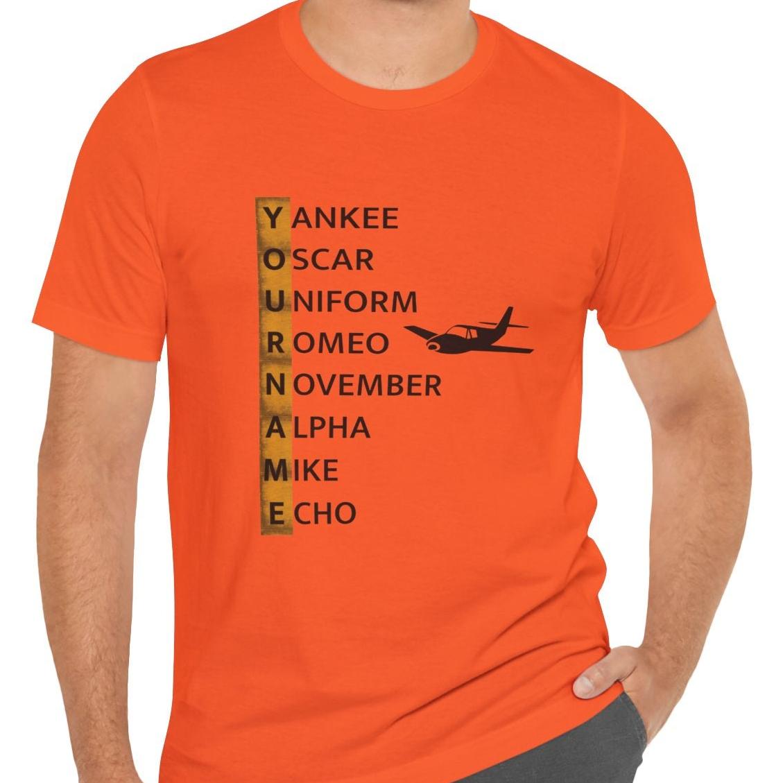 Your Name in NATO Phonetic Alphabet Personalized Aviation T-Shirt