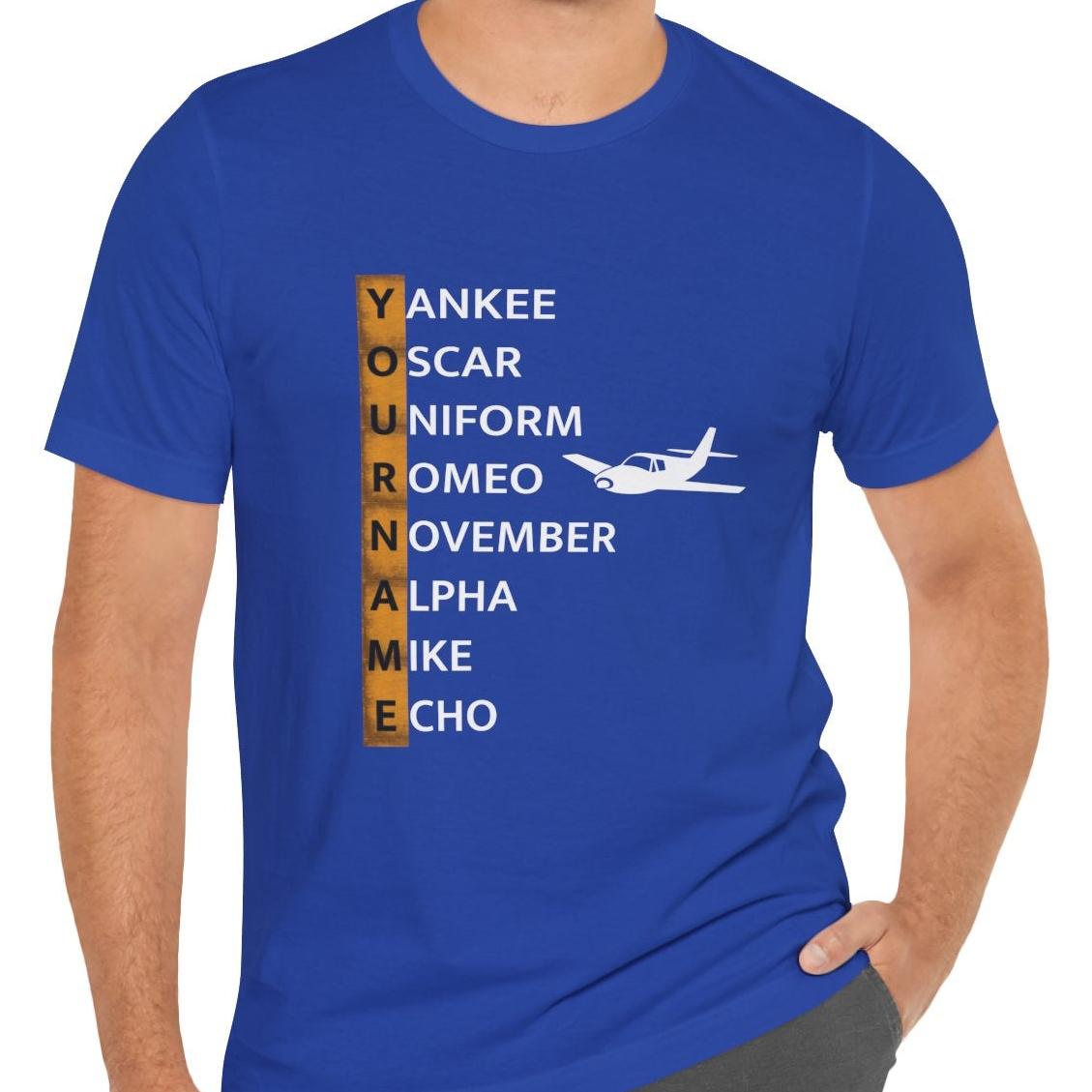 Your Name in NATO Phonetic Alphabet Personalized Aviation T-Shirt