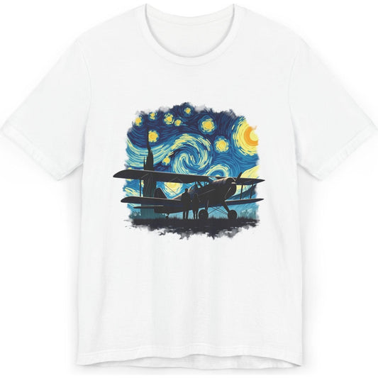 Taildragger airplane, Van Gogh-style starry night - aviation fan's T-Shirt