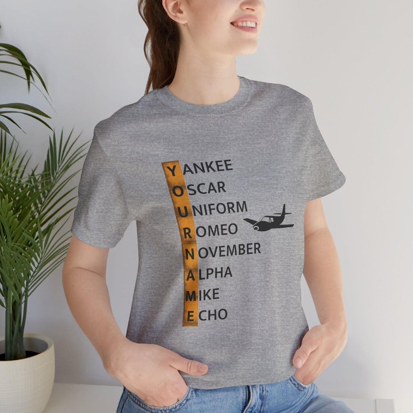 Your Name in NATO Phonetic Alphabet Personalized Aviation T-Shirt