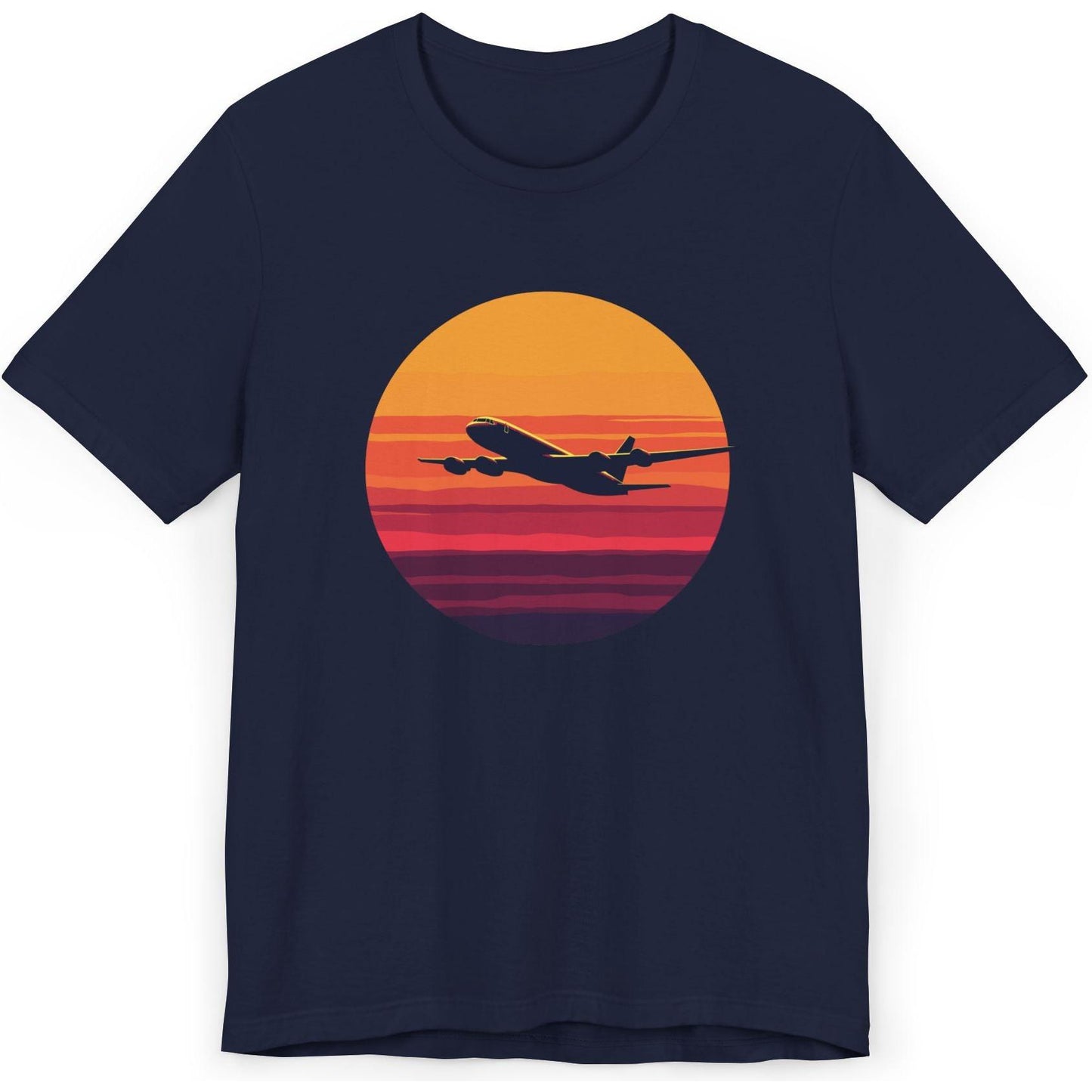 Airliner soaring on a bold retro sunset - aviation fan's T-Shirt