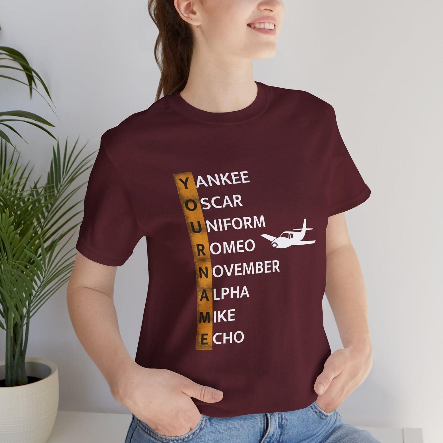 Your Name in NATO Phonetic Alphabet Personalized Aviation T-Shirt