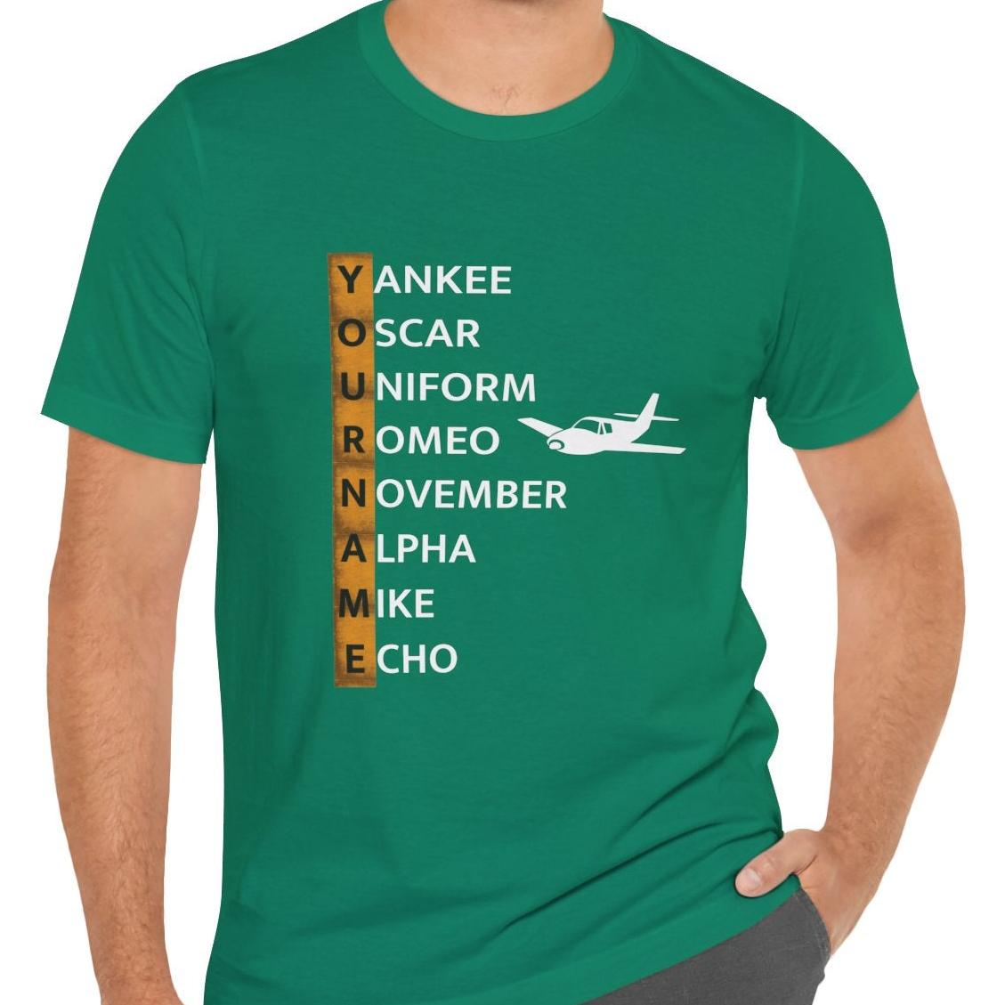 Your Name in NATO Phonetic Alphabet Personalized Aviation T-Shirt