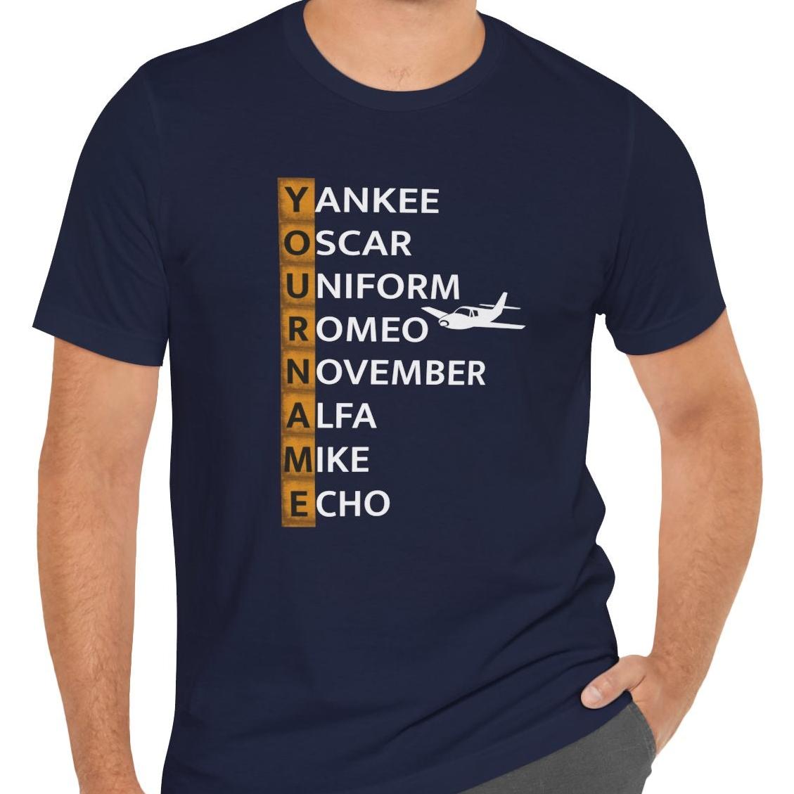 Your Name in NATO Phonetic Alphabet — Personalized Aviation T-Shirt