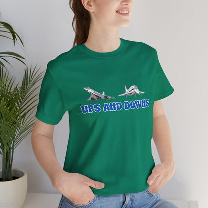 Ups and Downs — Funny Supersonic Jet Cartoon Aviation T-Shirt
