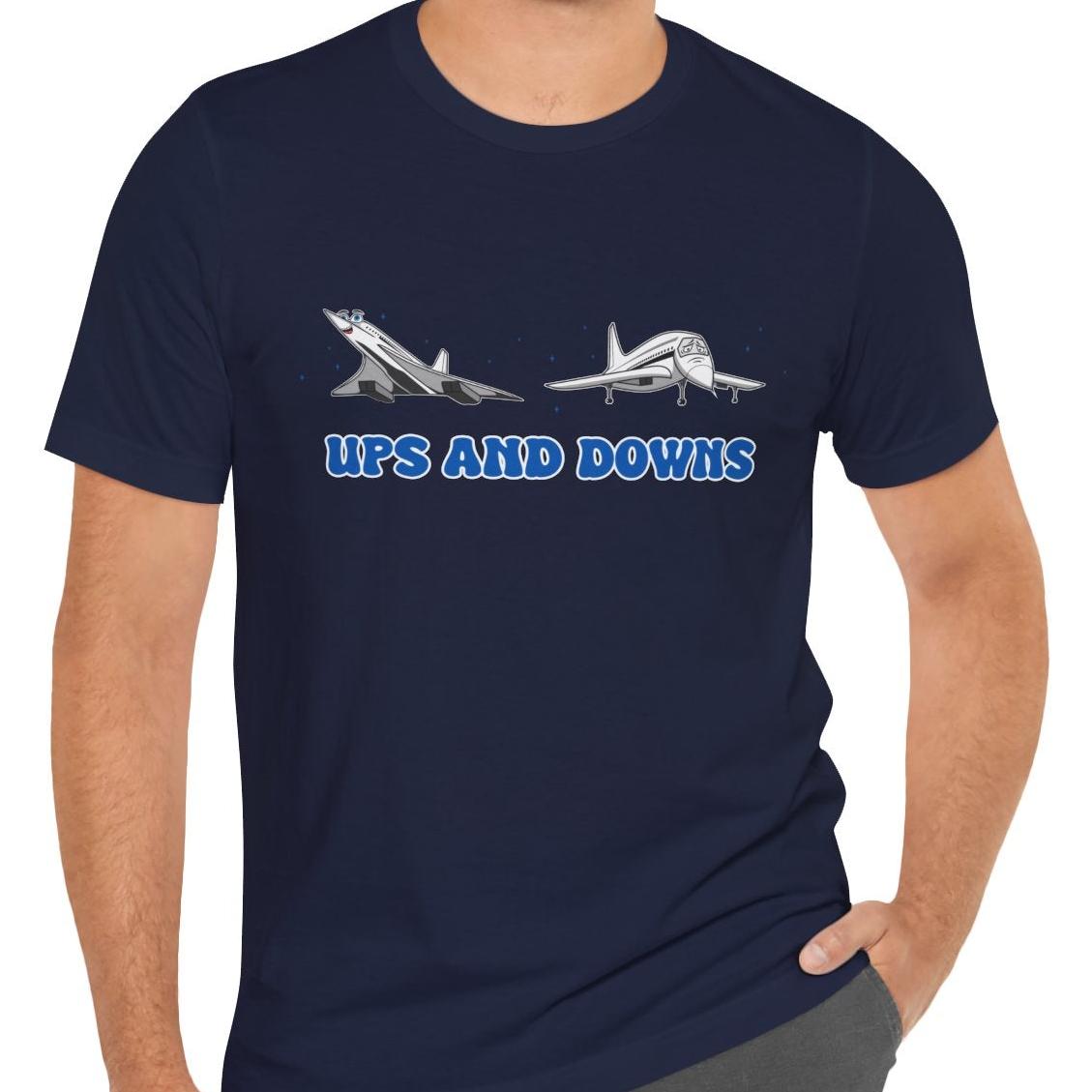 Ups and Downs — Funny Supersonic Jet Cartoon Aviation T-Shirt