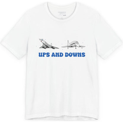 Ups and Downs — Funny Supersonic Jet Cartoon Aviation T-Shirt