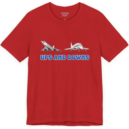 Ups and Downs — Funny Supersonic Jet Cartoon Aviation T-Shirt