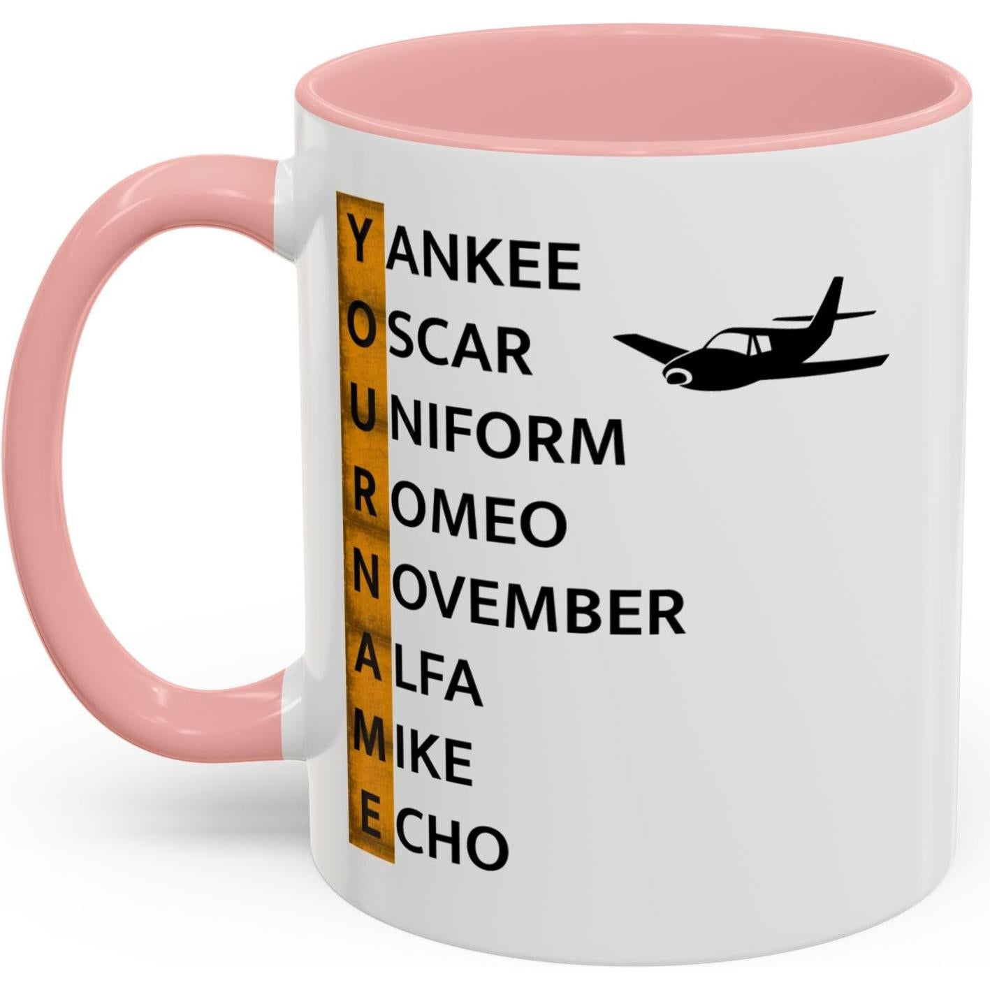 Your Name in NATO Phonetic Alphabet — Personalized Aviation Mug w/color options