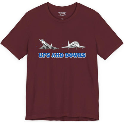 Ups and Downs — Funny Supersonic Jet Cartoon Aviation T-Shirt