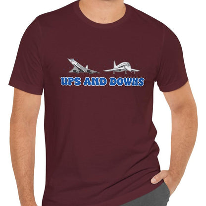 Ups and Downs — Funny Supersonic Jet Cartoon Aviation T-Shirt