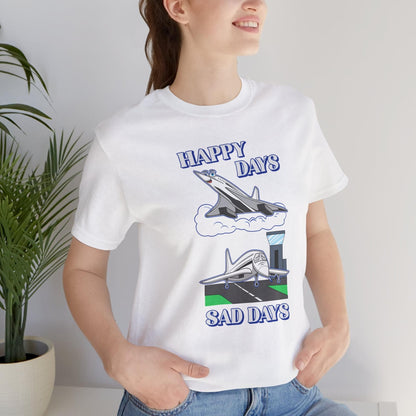 Happy Days / Sad Days — Retro Droop-Nose Airliner Cartoon T-Shirt