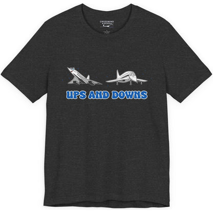 Ups and Downs — Funny Supersonic Jet Cartoon Aviation T-Shirt