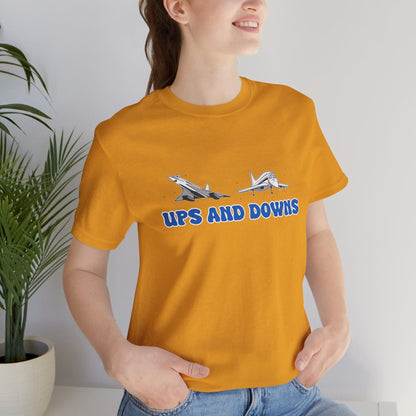 Ups and Downs — Funny Supersonic Jet Cartoon Aviation T-Shirt