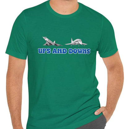 Ups and Downs — Funny Supersonic Jet Cartoon Aviation T-Shirt