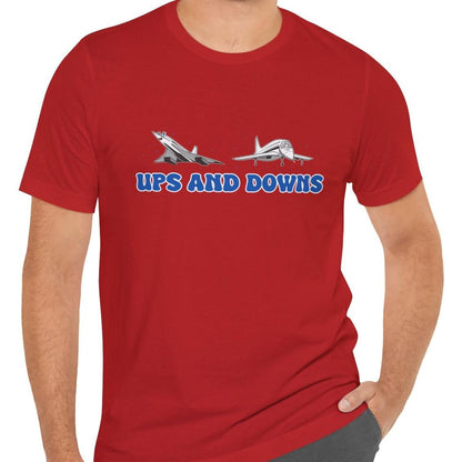 Ups and Downs — Funny Supersonic Jet Cartoon Aviation T-Shirt