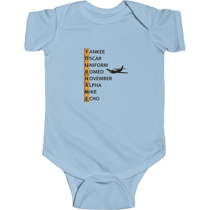 Your Name in NATO Phonetic Alphabet Personalized Aviation Jersey Baby Bodysuit