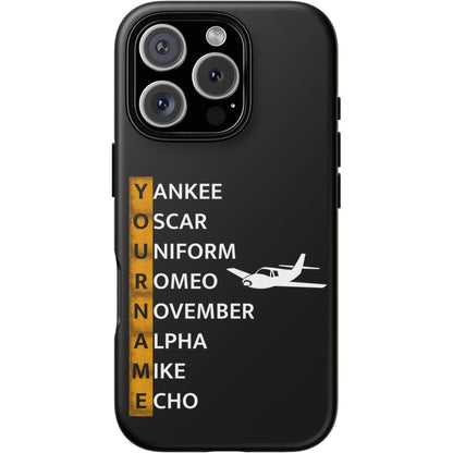 Your Name in NATO Phonetic Alphabet Personalized Tough Phone Case for Aviators