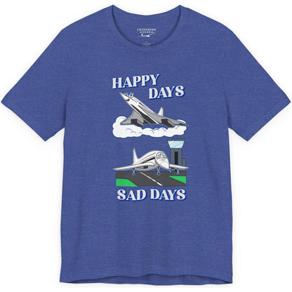 Happy Days / Sad Days — Retro Droop-Nose Airliner Cartoon T-Shirt