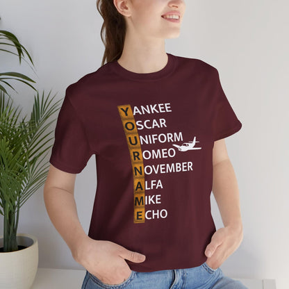 Your Name in NATO Phonetic Alphabet — Personalized Aviation T-Shirt