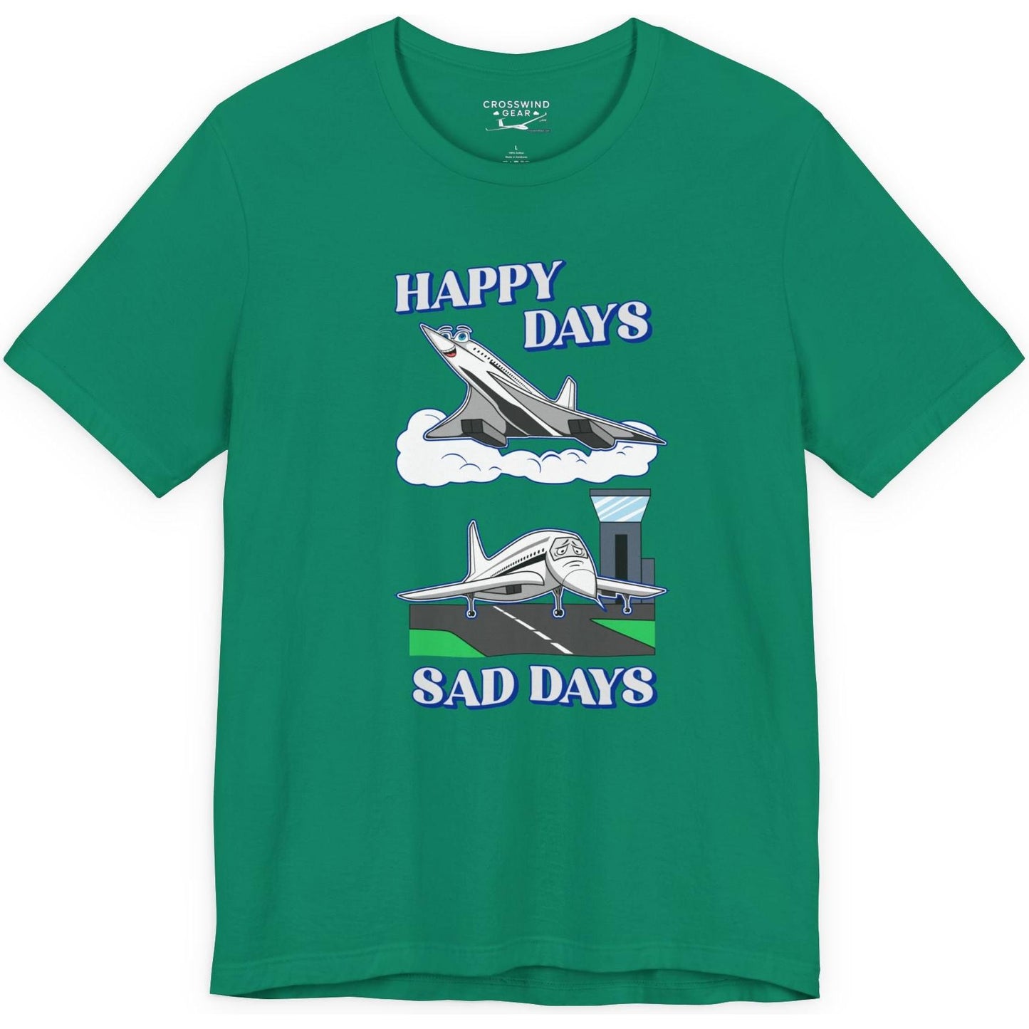 Happy Days / Sad Days — Retro Droop-Nose Airliner Cartoon T-Shirt