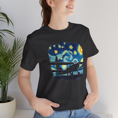 Taildragger airplane, Van Gogh-style starry night - aviation fan's T-Shirt