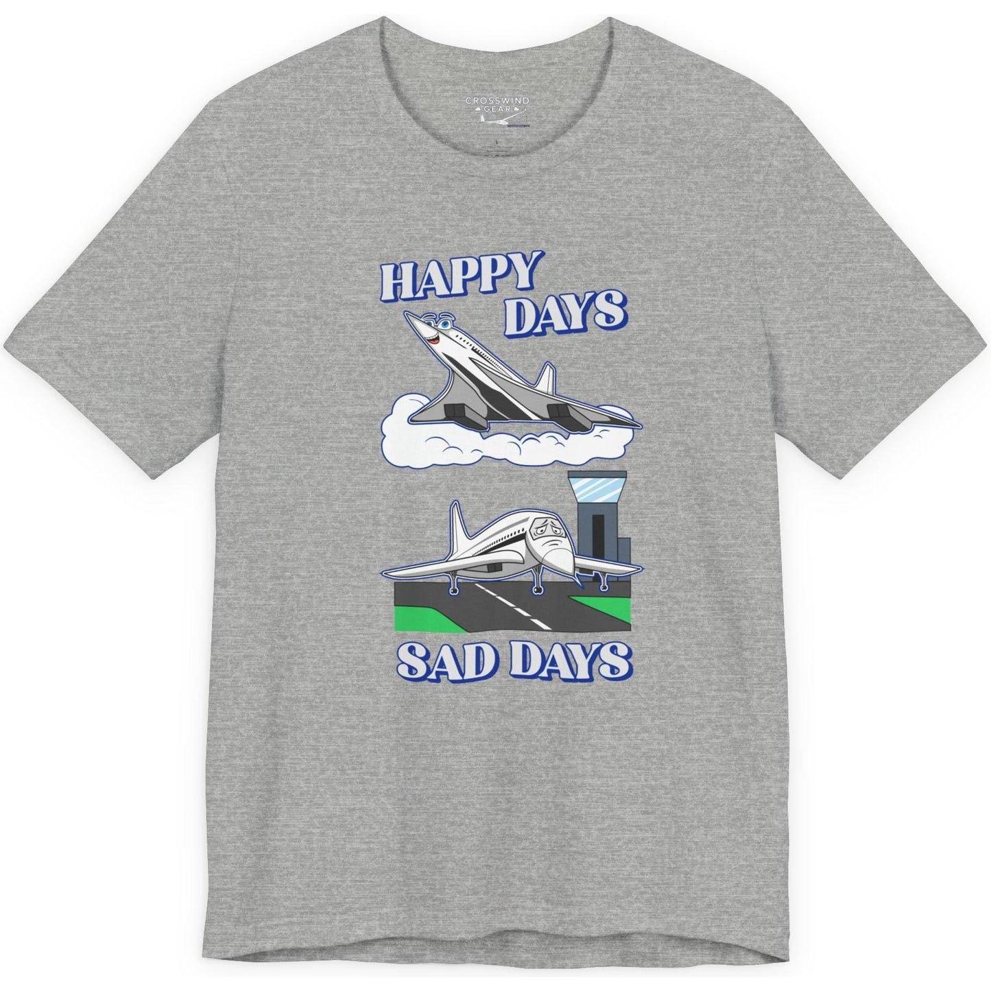Happy Days / Sad Days — Retro Droop-Nose Airliner Cartoon T-Shirt