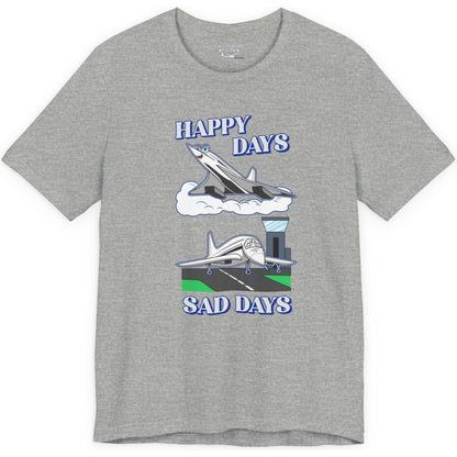 Happy Days / Sad Days — Retro Droop-Nose Airliner Cartoon T-Shirt