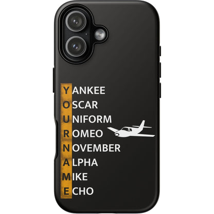 Your Name in NATO Phonetic Alphabet Personalized Tough Phone Case for Aviators