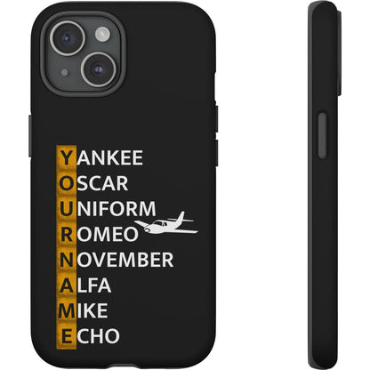 Your Name in NATO Phonetic Alphabet — Personalized Tough Phone Case for Aviators