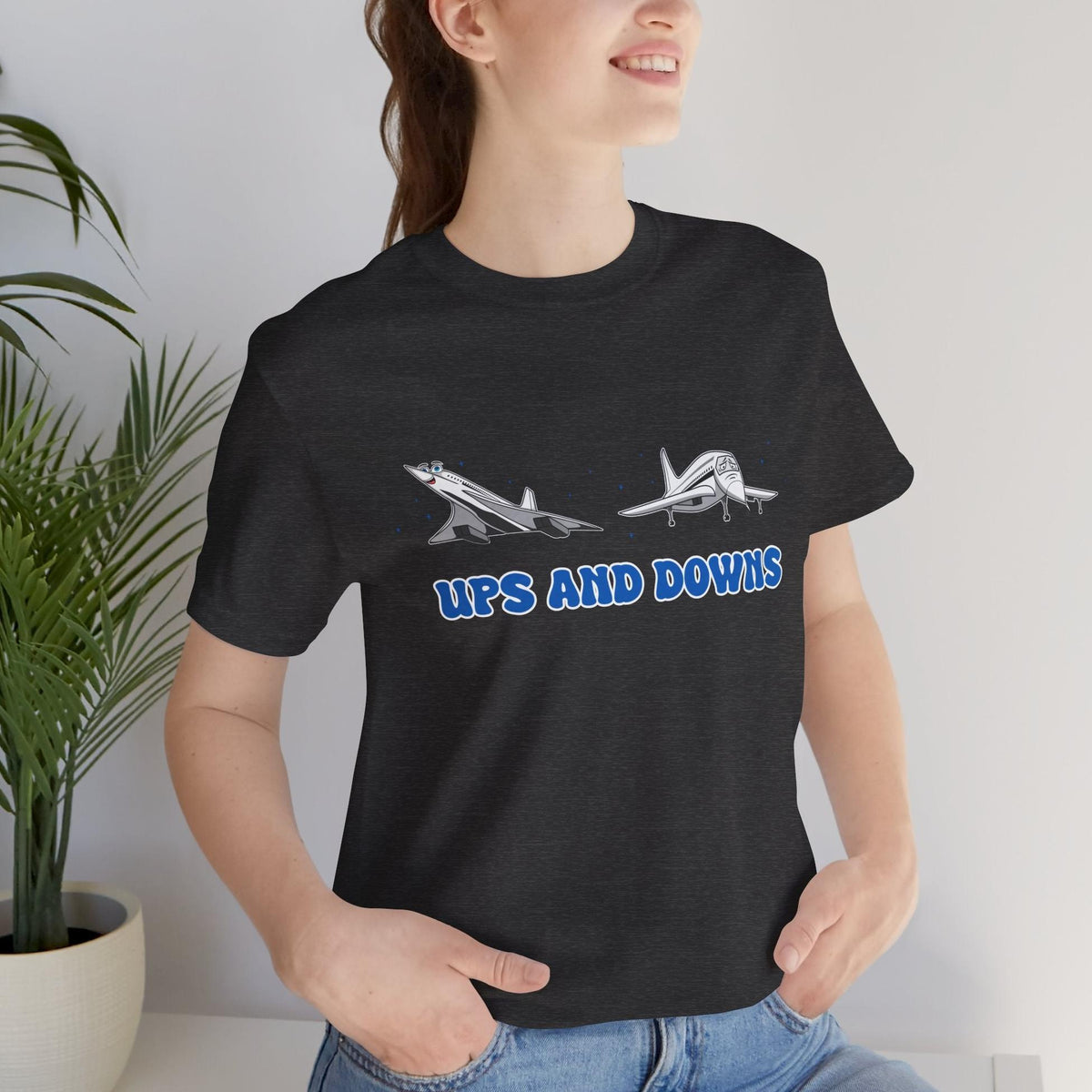 Ups and Downs — Funny Supersonic Jet Cartoon Aviation T-Shirt