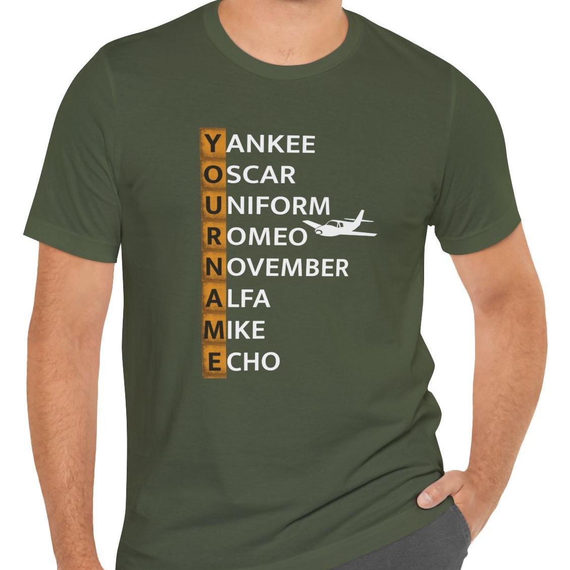 Your Name in NATO Phonetic Alphabet — Personalized Aviation T-Shirt