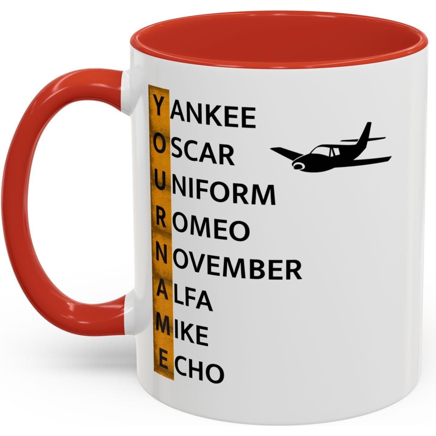 Your Name in NATO Phonetic Alphabet — Personalized Aviation Mug w/color options