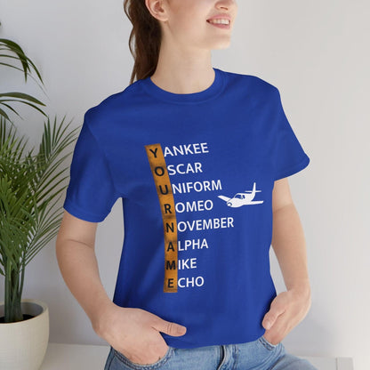 Your Name in NATO Phonetic Alphabet Personalized Aviation T-Shirt